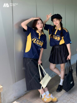 Mẫu Áo Đồng Phục Lớp Polo Oversize Game On Màu Xanh Đen Phối Vàng - ảnh 3