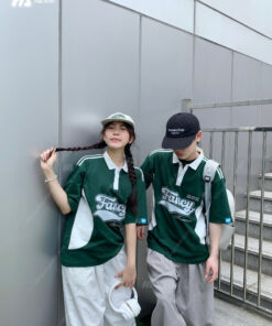 Mẫu Áo Đồng Phục Lớp Polo Oversize Game On Màu Xanh Iris