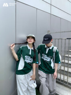 Mẫu Áo Đồng Phục Lớp Polo Oversize Game On Màu Xanh Iris