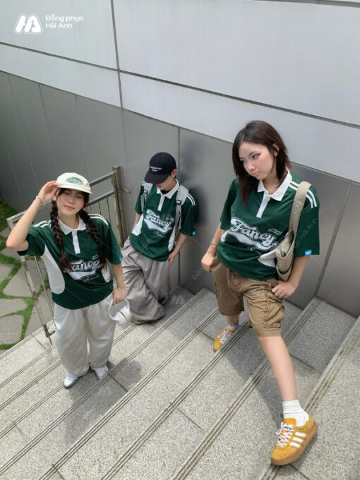 Mẫu Áo Đồng Phục Lớp Polo Oversize Game On Màu Xanh Iris - ảnh 3