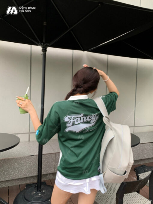 Mẫu Áo Đồng Phục Lớp Polo Oversize Game On Màu Xanh Iris - ảnh 5