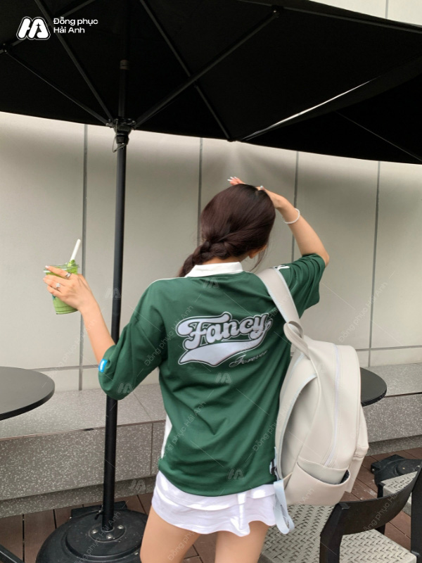 Mẫu Áo Đồng Phục Lớp Polo Oversize Game On Màu Xanh Iris - ảnh 5