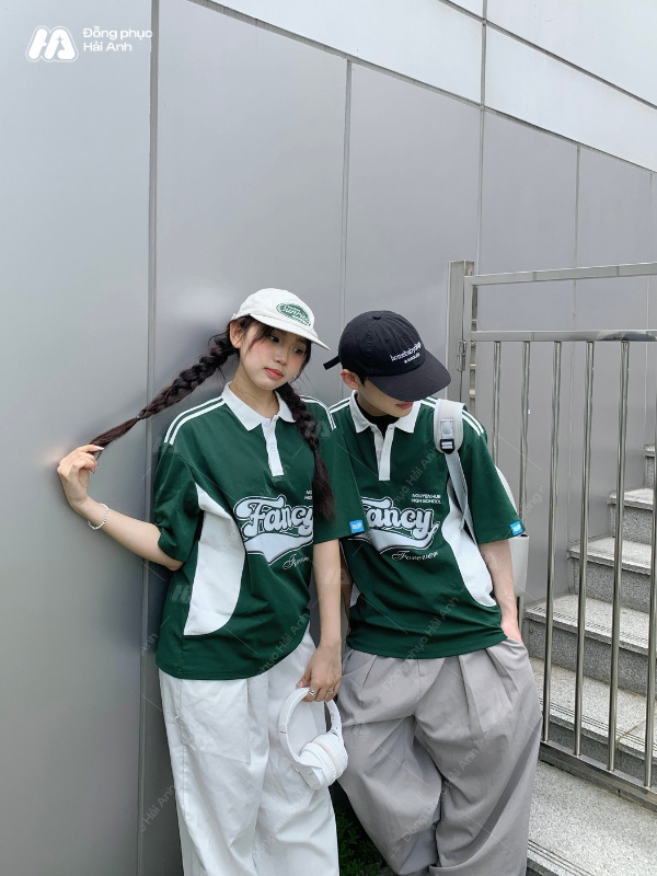 Mẫu Áo Đồng Phục Lớp Polo Oversize Game On Màu Xanh Iris - ảnh 2