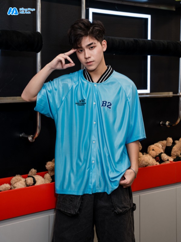 Mẫu Áo Đồng Phục Lớp Sơ Mi Oversize Flexin Màu Xanh Da Trời - ảnh 3