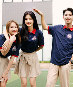 Mẫu Áo Đồng Phục Lớp Polo Besties Màu Xanh Đen Cổ Đỏ Đô - ảnh 5