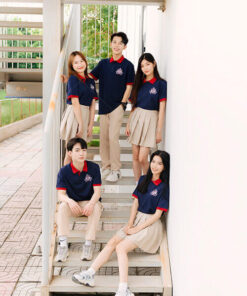 Mẫu Áo Đồng Phục Lớp Polo Besties Màu Xanh Đen Cổ Đỏ Đô - ảnh 7