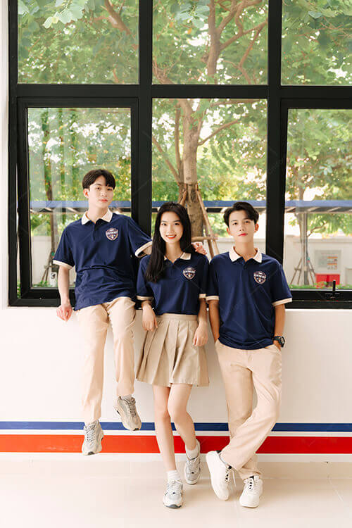 Mẫu Áo Lớp Polo Besties Màu Xanh Đen Phối Kem Chesee - ảnh 4
