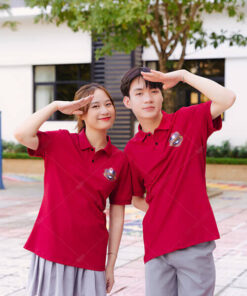 Mẫu Áo Đồng Phục Lớp Có Cổ Besties Màu Đỏ Đô - ảnh 2