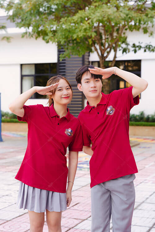 Mẫu Áo Đồng Phục Lớp Có Cổ Besties Màu Đỏ Đô - ảnh 2
