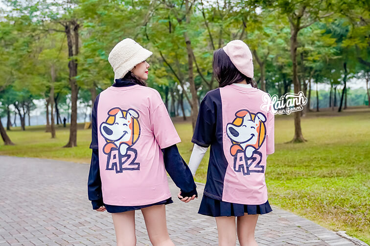 Mẫu áo lớp colormix màu ruốc + đen A2