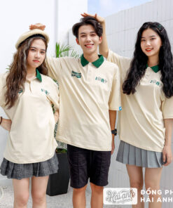 Mẫu Áo Đồng Phục Lớp Good Vibes Màu Kem Cheese