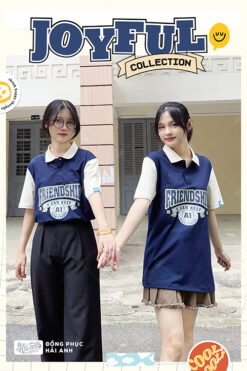 Mẫu Áo Lớp Joyful Có Cổ Màu Xanh Đen - ảnh 1
