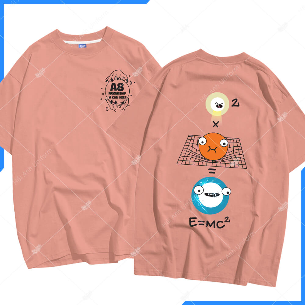 Mẫu Áo Lớp Oversize Cổ Tròn Màu Hồng Peachy A8