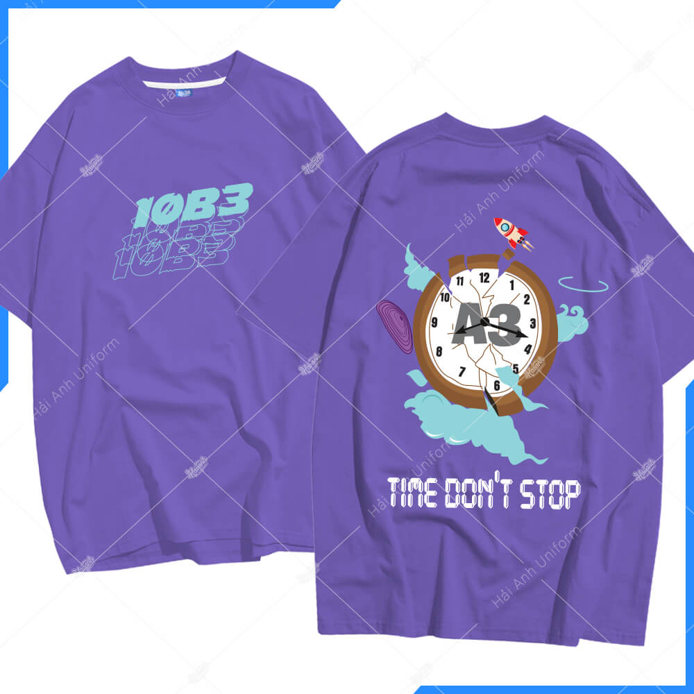 Mẫu Áo Lớp Oversize Cổ Tròn Màu Tím Violet 10A3