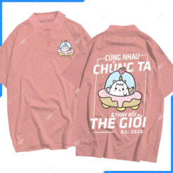 Mẫu Áo Lớp Polo Oversize Màu Hồng Passion