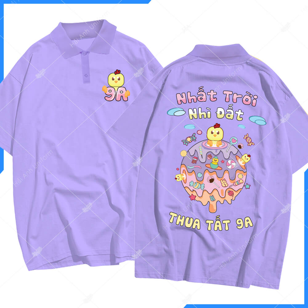 Mẫu Áo Lớp Polo Oversize Màu Tím Thanos