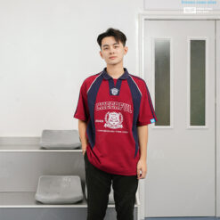 Mẫu Áo Đồng Phục Lớp Polo Oversize Cheerful Màu Đỏ Đô - ảnh 3