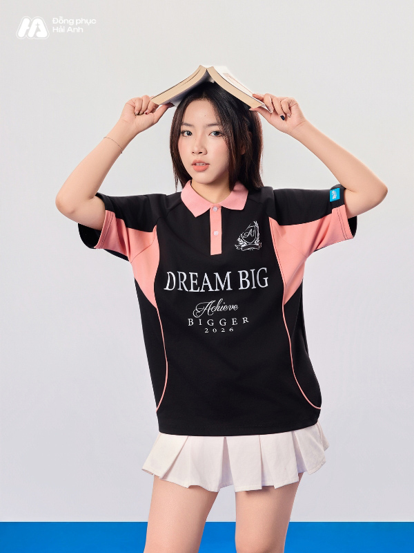 Mẫu Áo Lớp Polo Oversize Đam Mee Màu Đen - ảnh 3