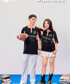 Mẫu Áo Lớp Polo Oversize Đam Mee Màu Đen