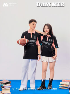 Mẫu Áo Lớp Polo Oversize Đam Mee Màu Đen