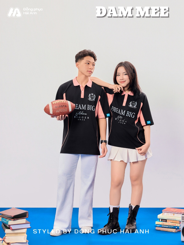 Mẫu Áo Lớp Polo Oversize Đam Mee Màu Đen