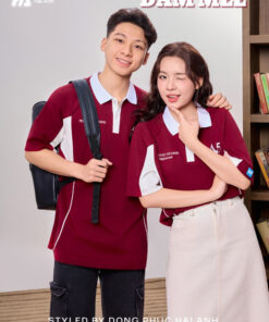 Mẫu Áo Lớp Polo Oversize Đam Mee Màu Đỏ Đô