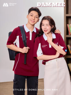 Mẫu Áo Lớp Polo Oversize Đam Mee Màu Đỏ Đô