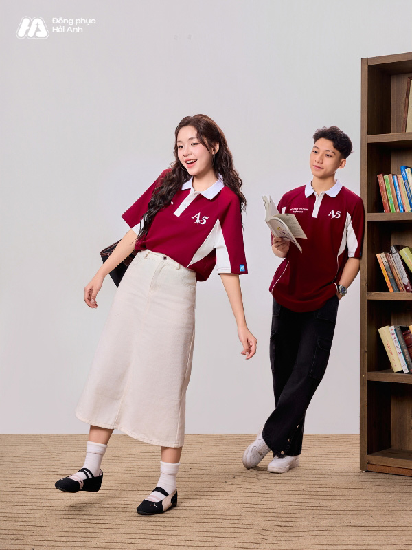 Mẫu Áo Lớp Polo Oversize Đam Mee Màu Đỏ Đô - ảnh 4