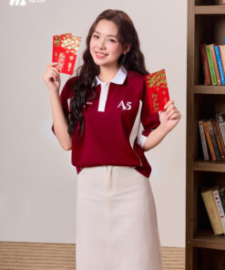 Mẫu Áo Lớp Polo Oversize Đam Mee Màu Đỏ Đô - ảnh 3