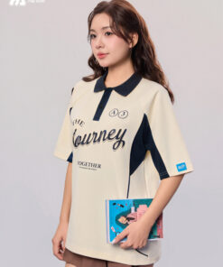 Mẫu Áo Lớp Polo Oversize Đam Mee Màu Kem Cheese - ảnh 3
