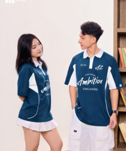 Mẫu Áo Lớp Polo Oversize Đam Mee Màu Xanh Coban - ảnh 2