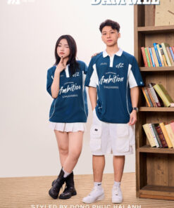 Mẫu Áo Lớp Polo Oversize Đam Mee Màu Xanh Coban