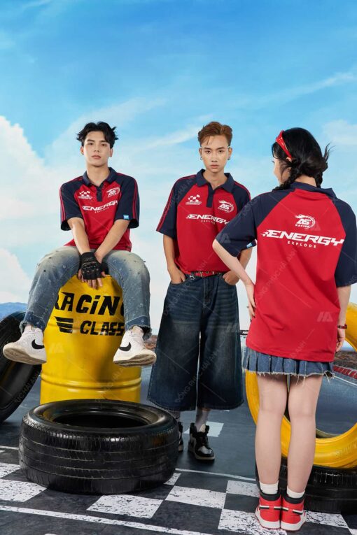 Mẫu Áo Lớp Polo Oversize Tay Raglan Màu Đỏ Đô - ảnh 7