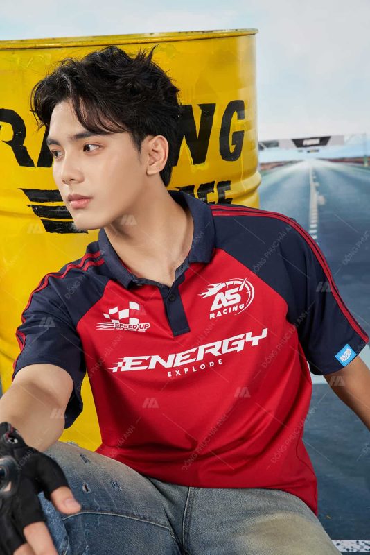 Mẫu Áo Lớp Polo Oversize Tay Raglan Màu Đỏ Đô - Hình 5