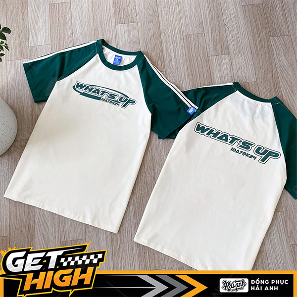 Mẫu áo lớp polo oversize tay raglan màu kem cheese hình 1
