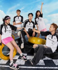 Mẫu Áo Lớp Polo Oversize Tay Raglan Màu Trắng Gạo