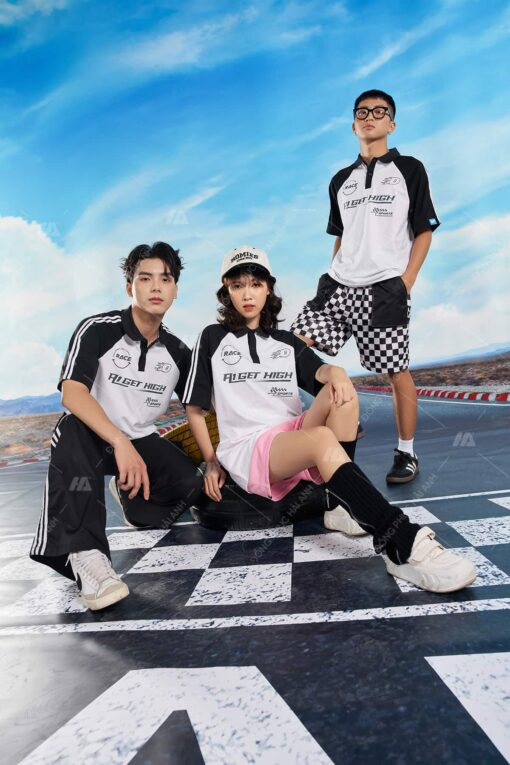 Mẫu Áo Lớp Polo Oversize Tay Raglan Màu Trắng Gạo - ảnh 7