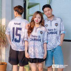 Mẫu Áo Lớp Polo Oversize Trophy Màu Xám Trắng (Ngưng sản xuất)