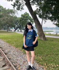 Mẫu Áo Lớp Polo Unisex Fancy Màu Xanh Coban Phối Bích - ảnh 3