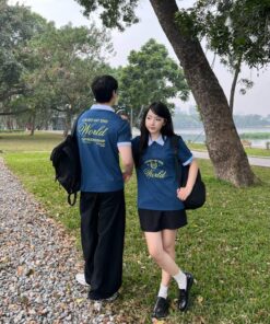 Mẫu Áo Lớp Polo Unisex Fancy Màu Xanh Coban Phối Bích - ảnh 4