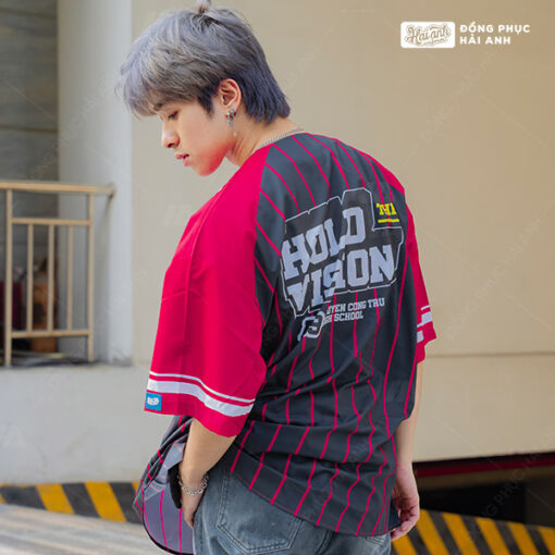 Mẫu Áo Đồng Phục Lớp Sơ Mi Baseball Hồng Đậm – BST Baseball - ảnh 2