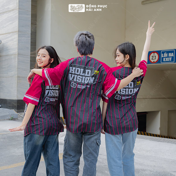 Áo Lớp Sơ Mi Baseball Hồng Đậm - Hình 4