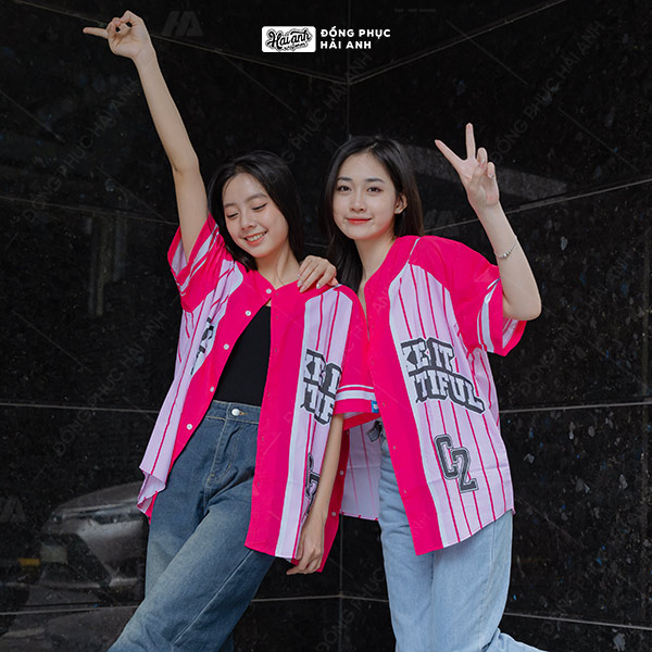 Mẫu Áo Đồng Phục Lớp Sơ Mi Baseball Hồng – BST Baseball - ảnh 5