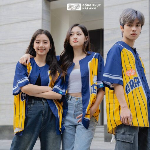 Mẫu Áo Đồng Phục Lớp Sơ Mi Baseball Vàng – BST Baseball
