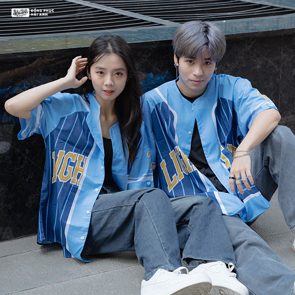 Áo Lớp Sơ Mi Baseball Xanh Dương - Hình 1