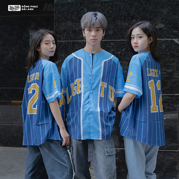 Áo Lớp Sơ Mi Baseball Xanh Dương - Hình 2