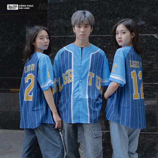 Mẫu Áo Đồng Phục Lớp Sơ Mi Baseball Xanh Dương – BST Baseball - ảnh 3