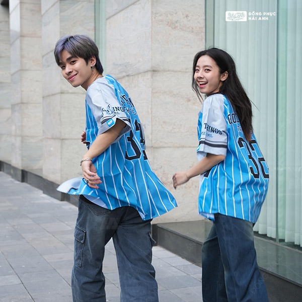 Mẫu Áo Đồng Phục Lớp Sơ Mi Baseball Xanh Xám – BST Baseball - ảnh 2