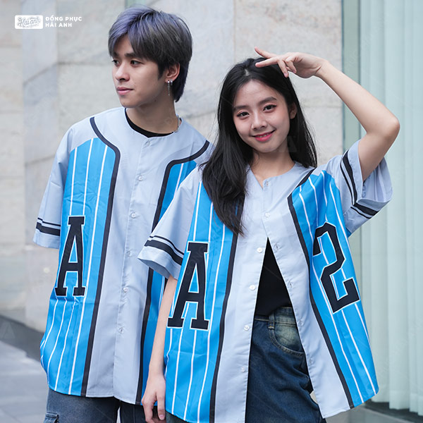 Áo Lớp Sơ Mi Baseball Xanh Xám - Hình 4