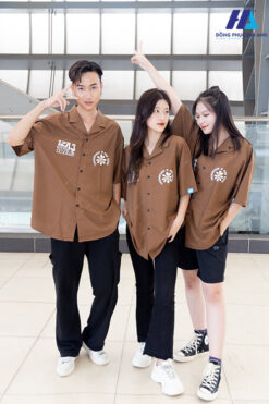 Mẫu Áo Lớp Sơ Mi Hadez Màu Nâu Choco